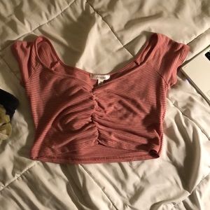 mauve off the shoulder crop top